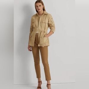 LAUREN RALPH LAUREN LAMB SKIN LEATHER EMBOSSED ANKLE PANTS